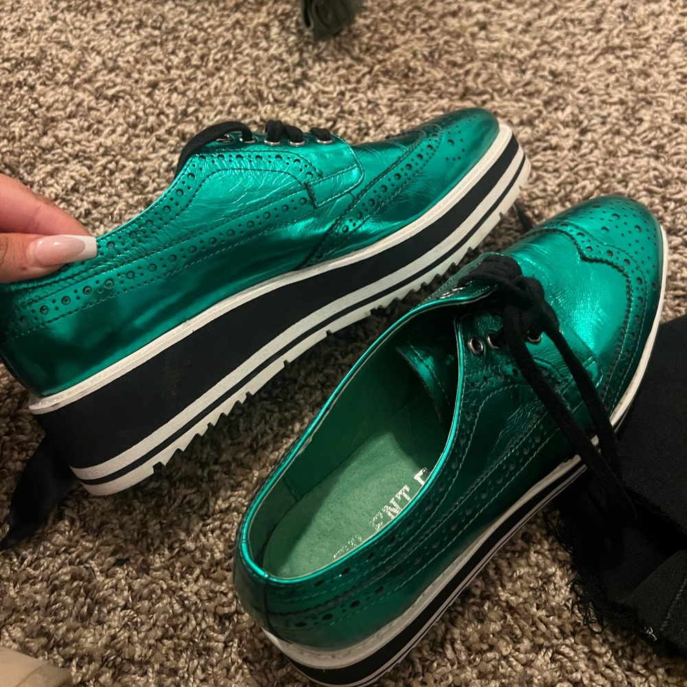 Brand new never worn platform patent one of a kind designer shoes
